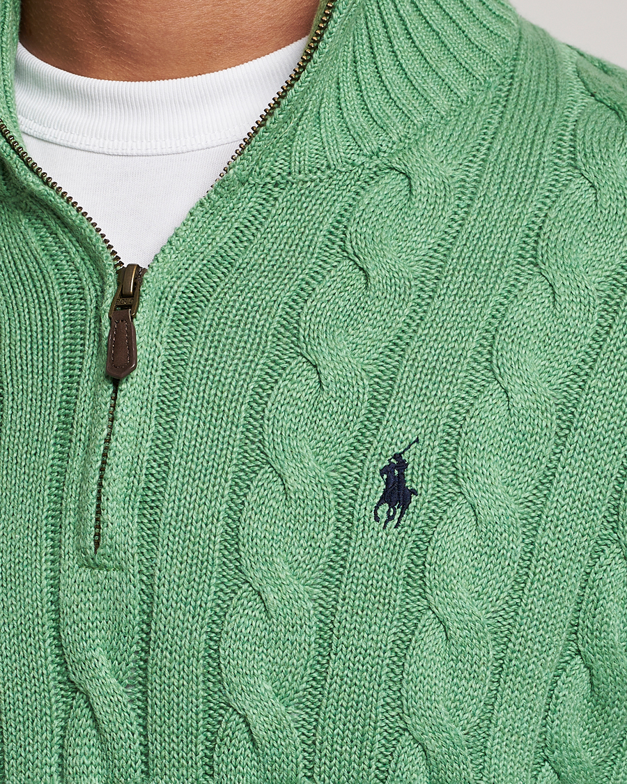Herre | Gensere | Polo Ralph Lauren | Cotton Cable Half Zip Sweater Field Green Heather