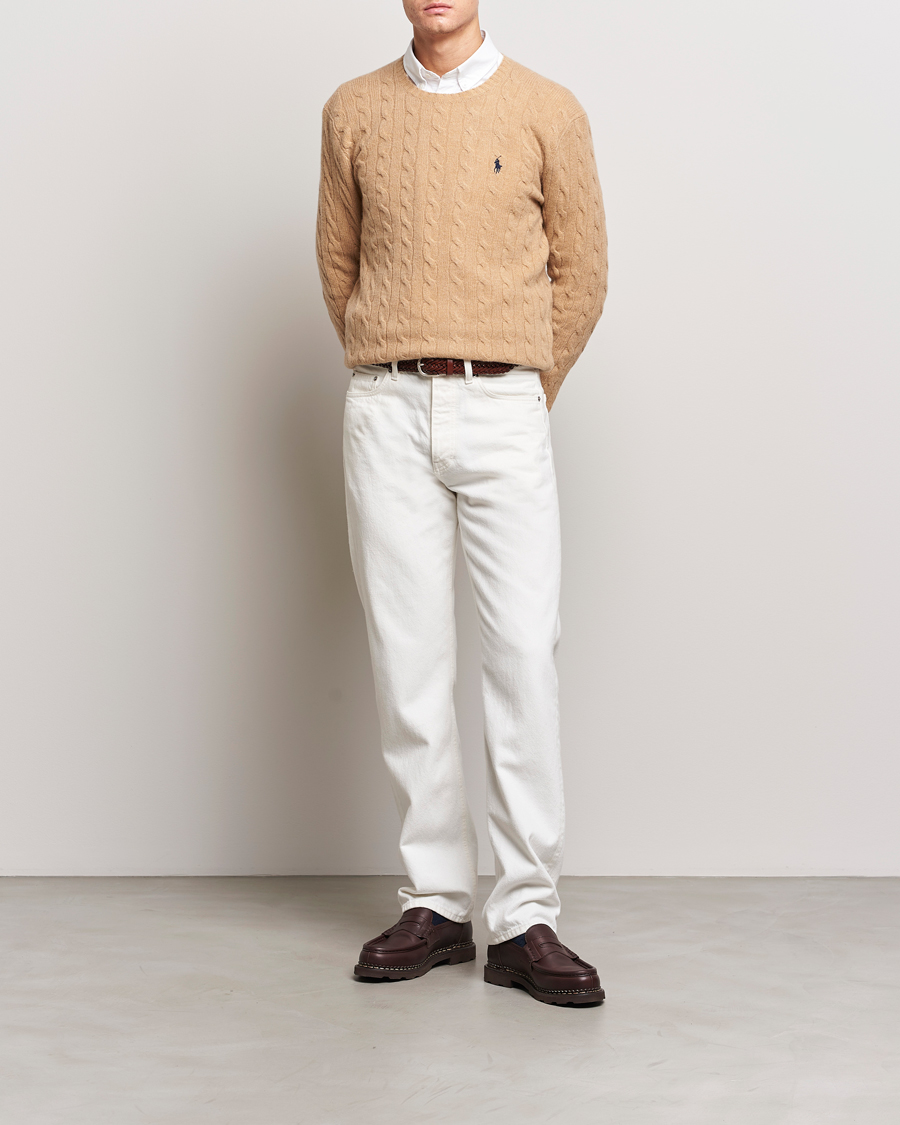 Herre | Gensere | Polo Ralph Lauren | Wool/Cashmere Cable Crew Neck Camel Melange
