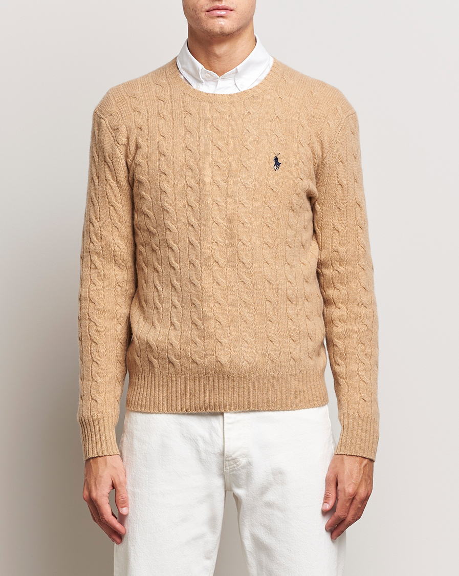 Herre | Gensere | Polo Ralph Lauren | Wool/Cashmere Cable Crew Neck Camel Melange