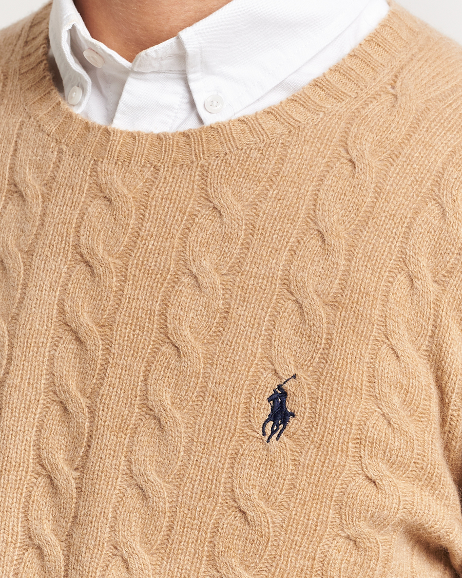 Herre | Gensere | Polo Ralph Lauren | Wool/Cashmere Cable Crew Neck Camel Melange