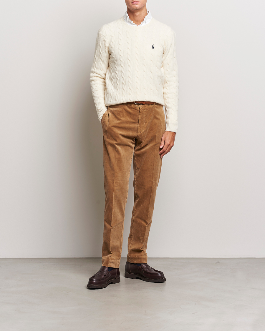 Herre | Gensere | Polo Ralph Lauren | Wool/Cashmere Cable Crew Neck Andover Cream