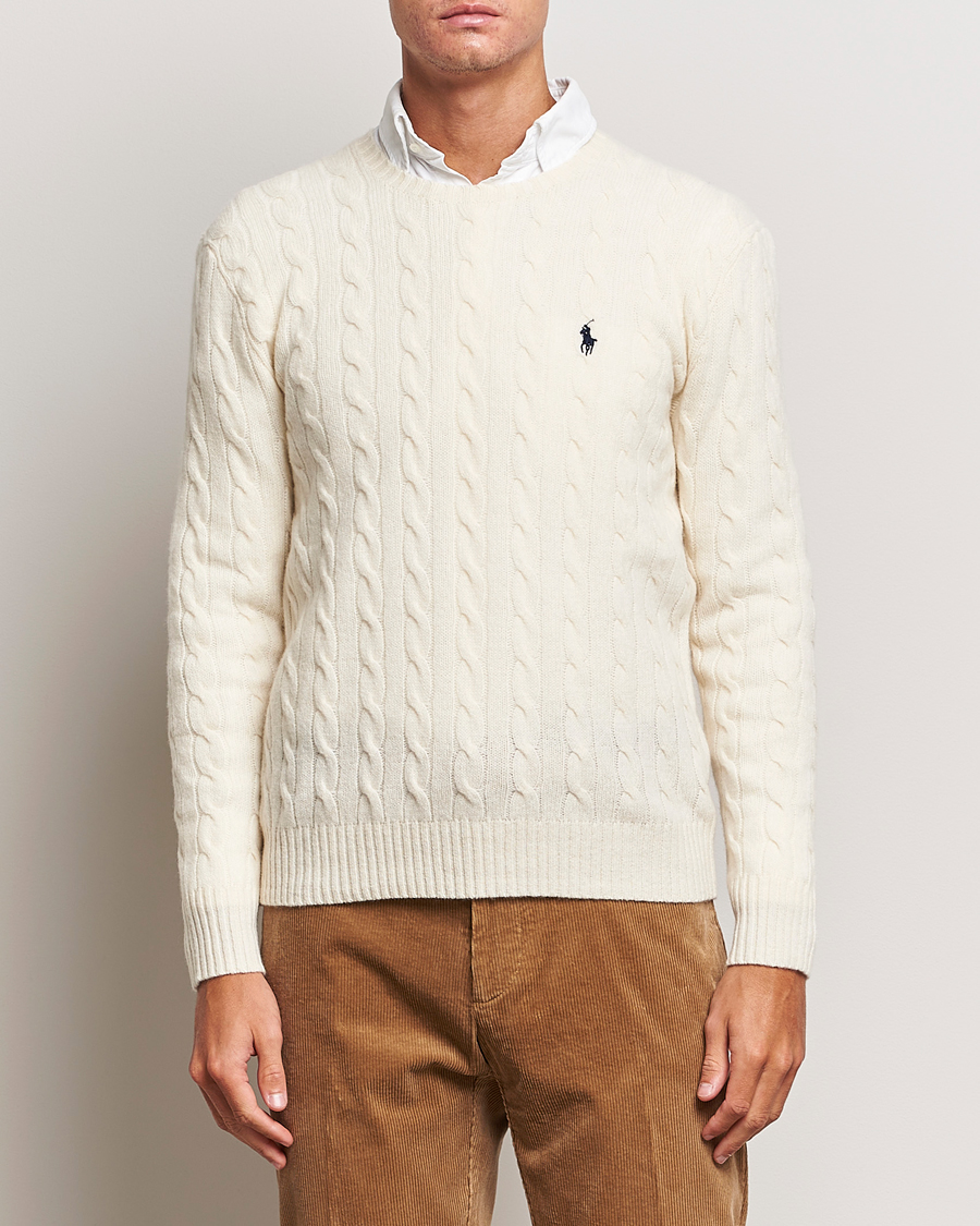 Herre | Strikkede gensere | Polo Ralph Lauren | Wool/Cashmere Cable Sweater Andover Cream