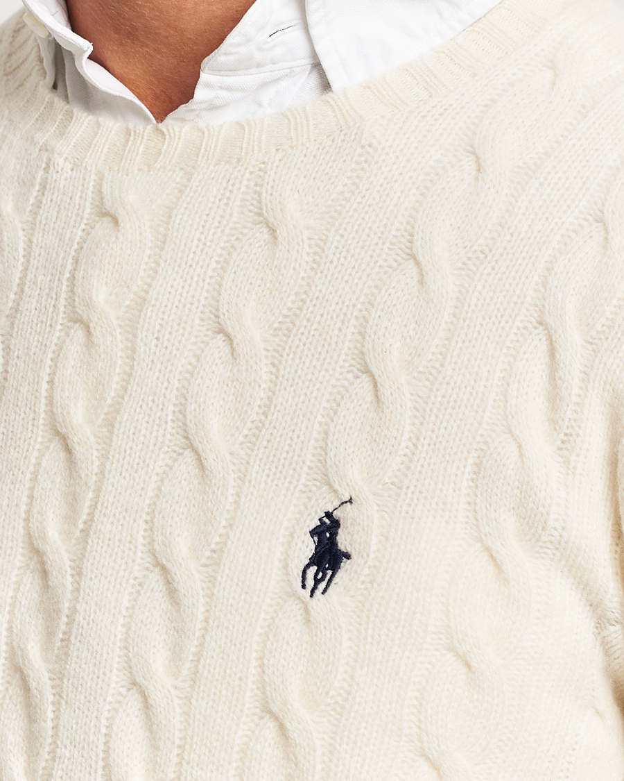 Herre | Gensere | Polo Ralph Lauren | Wool/Cashmere Cable Crew Neck Pullover Andover Cream
