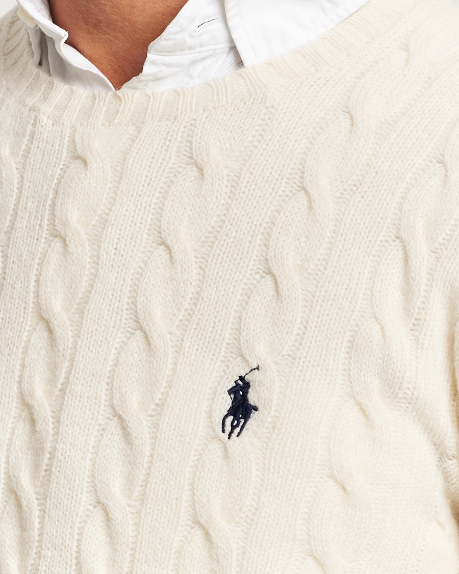 Herre | Gensere | Polo Ralph Lauren | Wool/Cashmere Cable Crew Neck Andover Cream