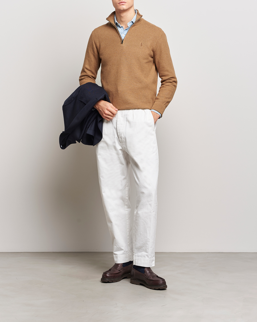 Herre | Gensere | Polo Ralph Lauren | Textured Half Zip Latte Brown Heather