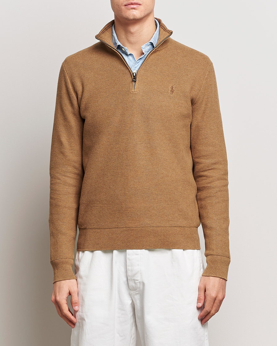 Herre | Gensere | Polo Ralph Lauren | Textured Half Zip Latte Brown Heather