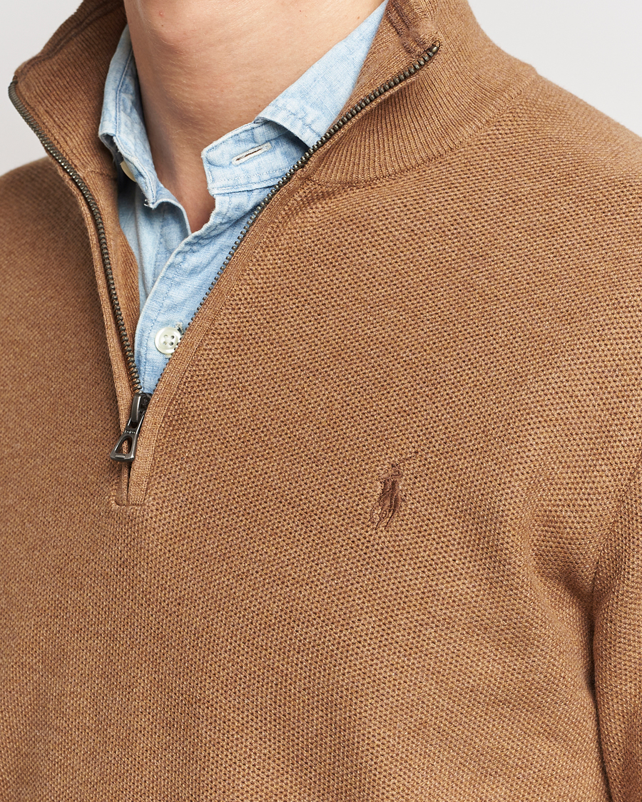 Herre | Gensere | Polo Ralph Lauren | Textured Half Zip Latte Brown Heather
