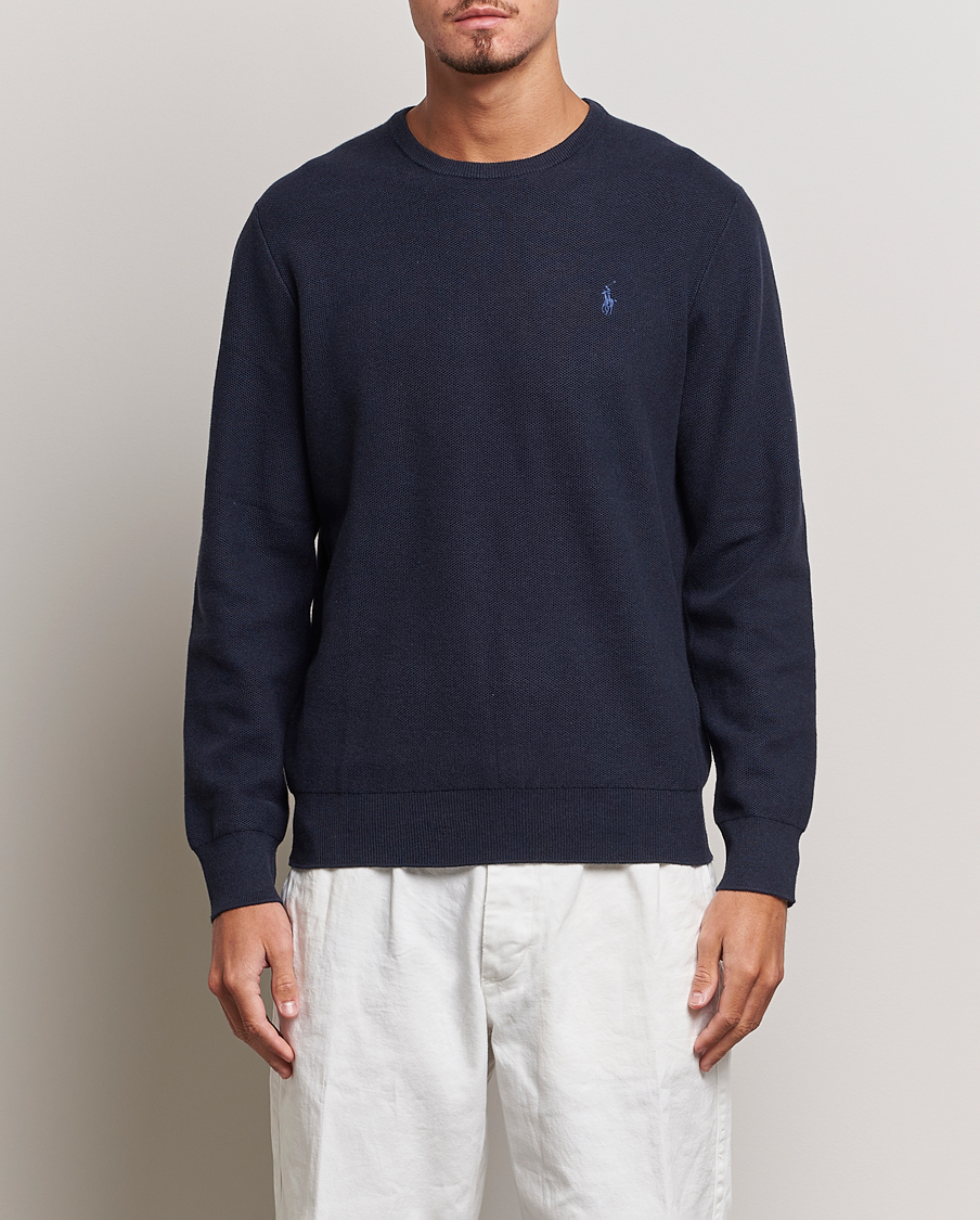 Herre | Strikkede gensere | Polo Ralph Lauren | Textured Cotton Crew Neck Sweater Navy Heather 