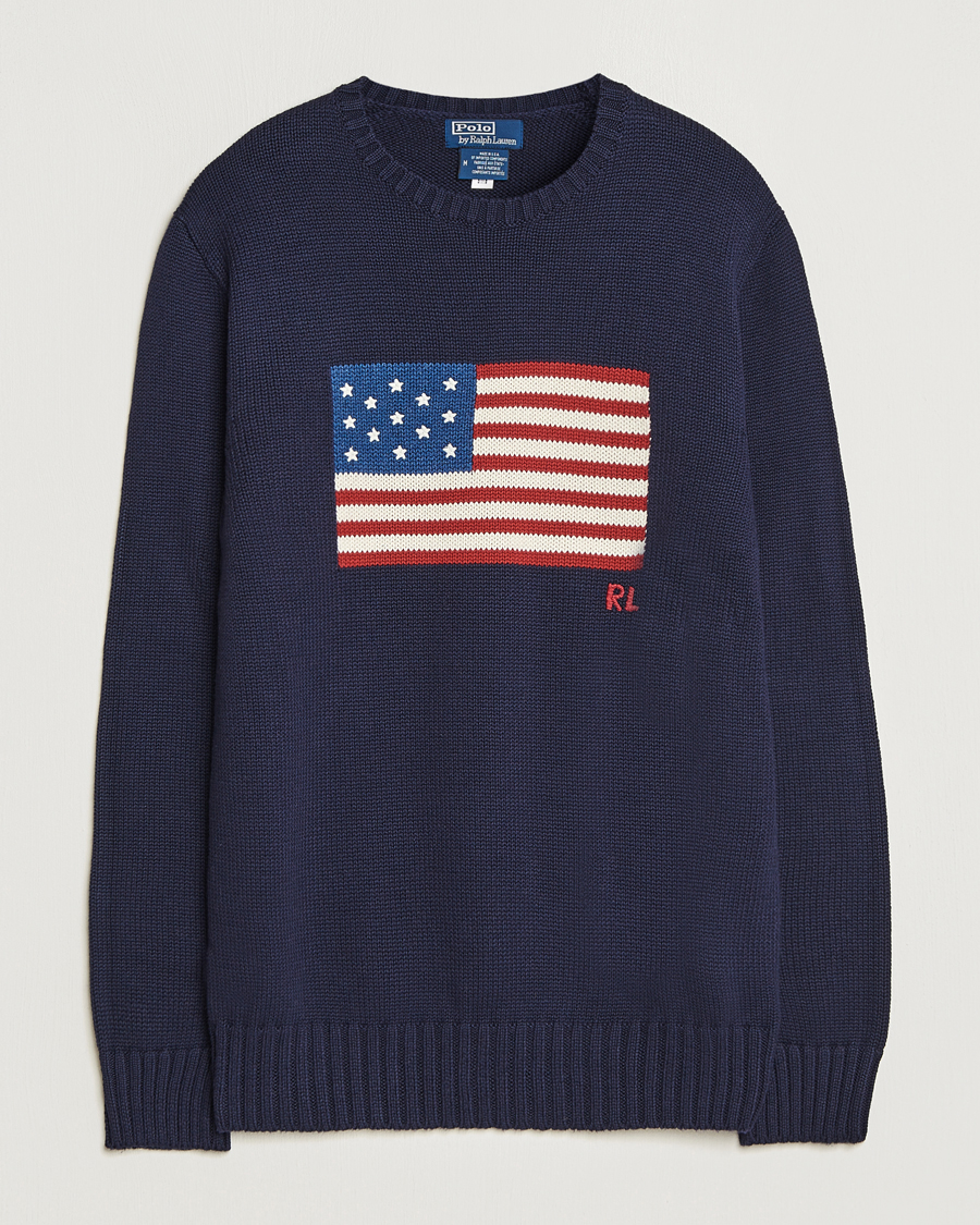 Herre | Gensere | Polo Ralph Lauren | Cotton Knitted Flag Sweater Hunter Navy