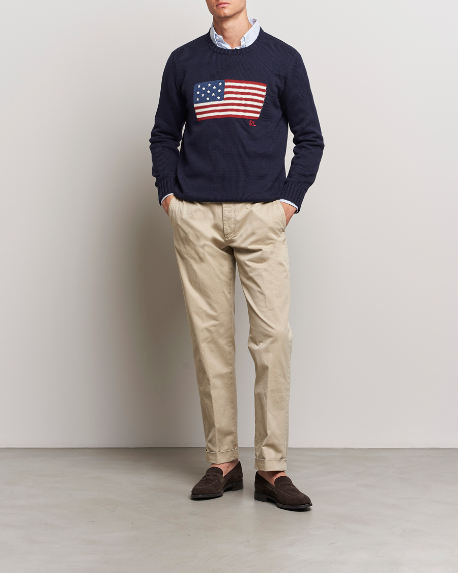 Herre | Gensere | Polo Ralph Lauren | Cotton Knitted Flag Sweater Hunter Navy