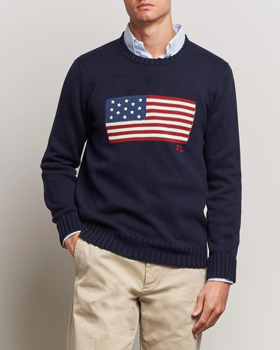 Herre | Polo Ralph Lauren | Polo Ralph Lauren | Cotton Knitted Flag Sweater Hunter Navy