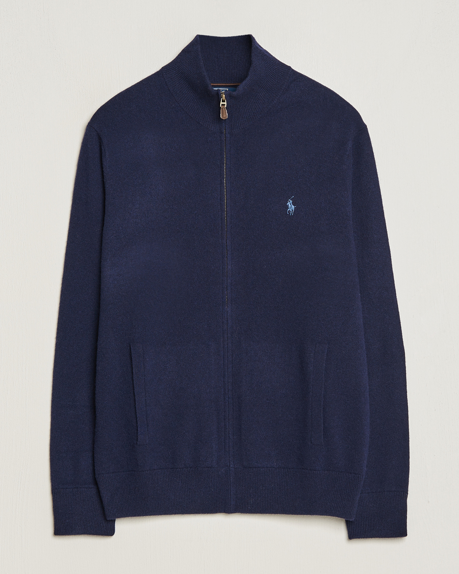 Herre | Gensere | Polo Ralph Lauren | Merino Knitted Full Zip Sweater Hunter Navy