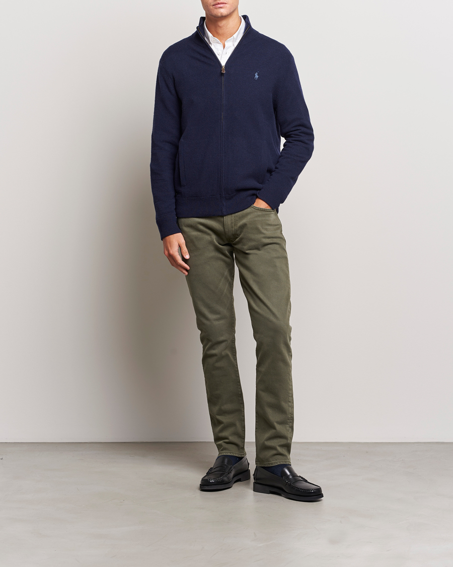 Herre | Gensere | Polo Ralph Lauren | Merino Knitted Full Zip Sweater Hunter Navy