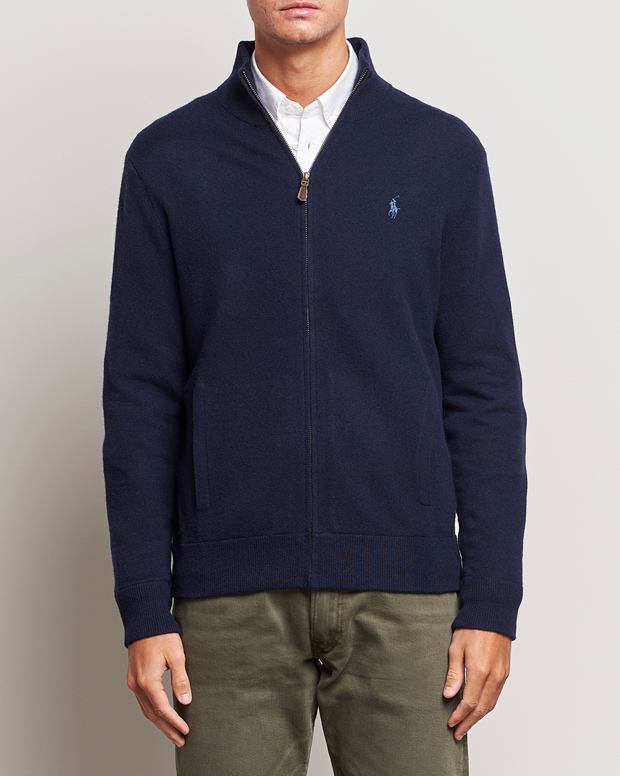 Herre | Full-zip | Polo Ralph Lauren | Merino Knitted Full Zip Sweater Hunter Navy