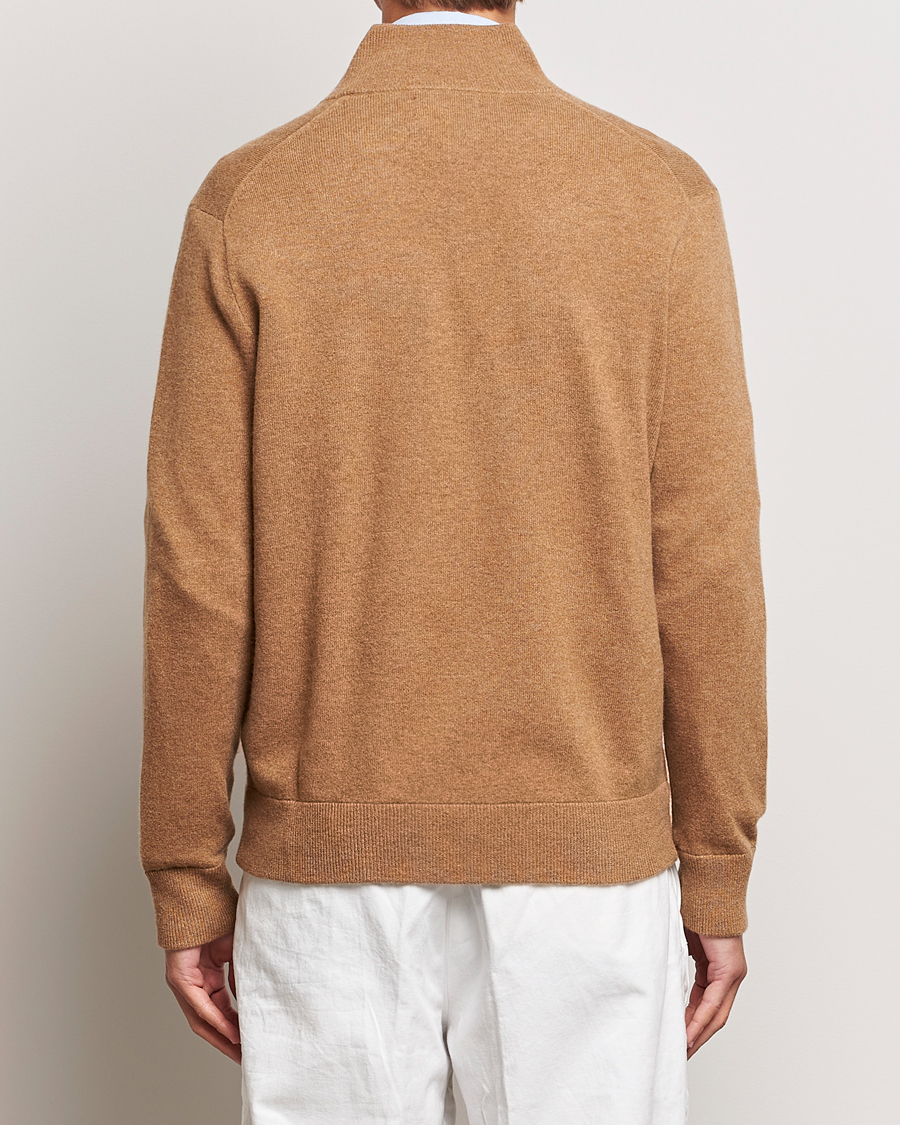 Herre | Gensere | Polo Ralph Lauren | Merino Knitted Full Zip Sweater Latte Brown Heather