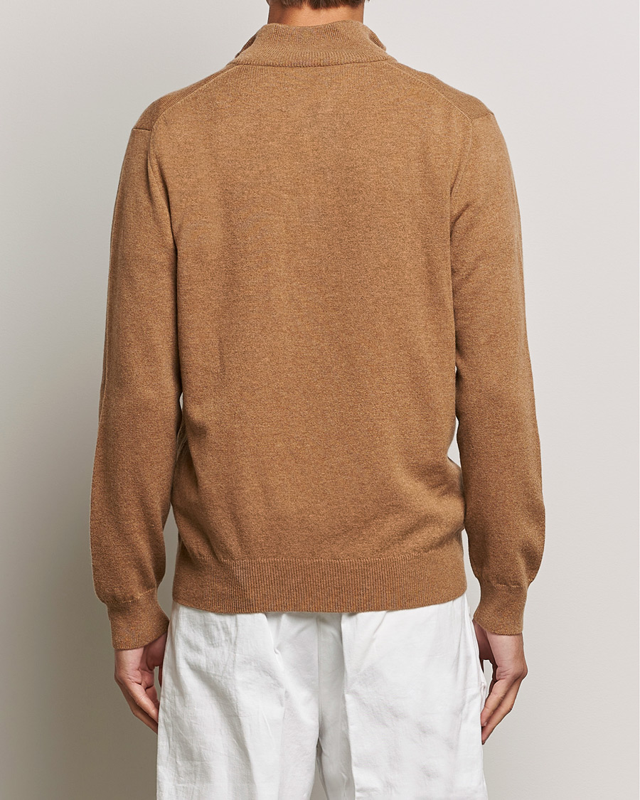 Herre | Gensere | Polo Ralph Lauren | Merino Knitted Half Zip Sweater Latte Brown Heather