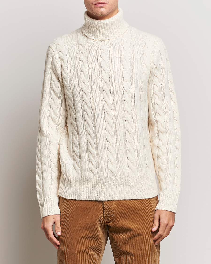 Herre |  | Polo Ralph Lauren | Wool Structured Knitted Sweater Andover Cream