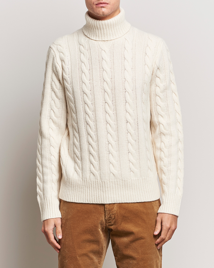 Herre | Pologensere | Polo Ralph Lauren | Wool Structured Knitted Sweater Andover Cream