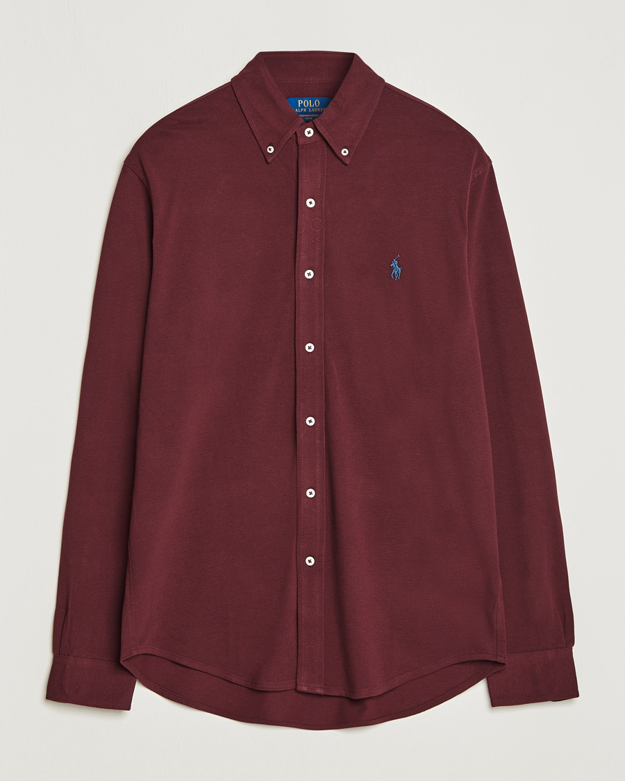 Herre | Skjorter | Polo Ralph Lauren | Slim Fit Featherweight Mesh Shirt Harvard Wine