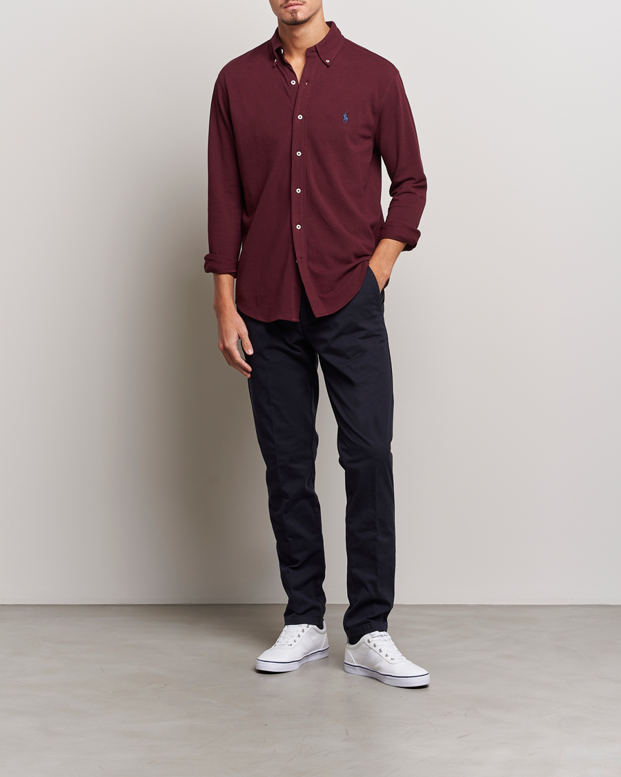 Herre | Skjorter | Polo Ralph Lauren | Slim Fit Featherweight Mesh Shirt Harvard Wine