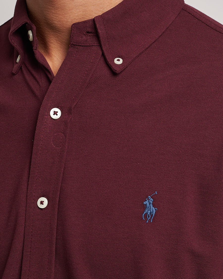 Herre | Skjorter | Polo Ralph Lauren | Slim Fit Featherweight Mesh Shirt Harvard Wine