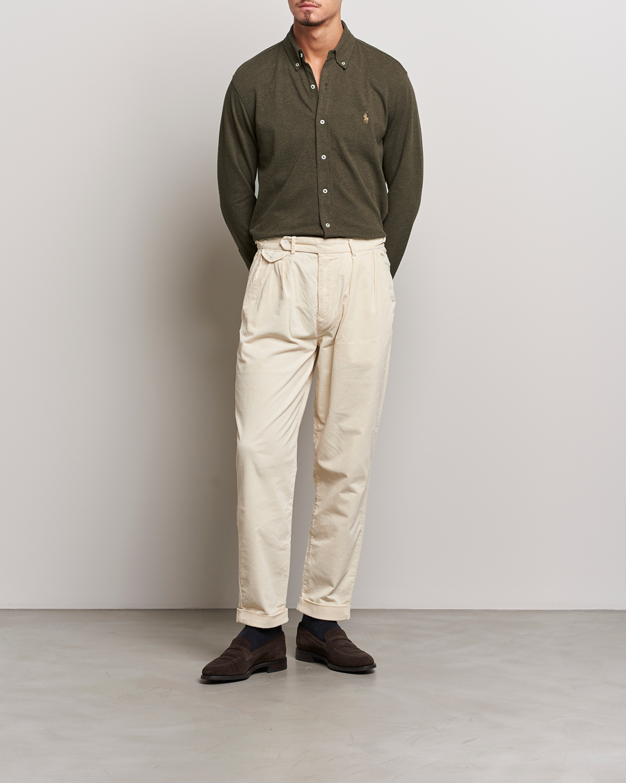 Herre | Skjorter | Polo Ralph Lauren | Featherweight Mesh Shirt Wilson Olive Heather