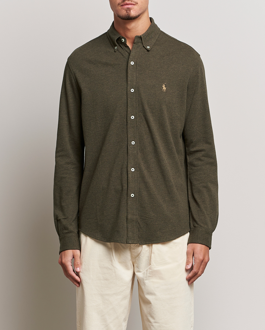 Herre | Skjorter | Polo Ralph Lauren | Featherweight Mesh Shirt Wilson Olive Heather