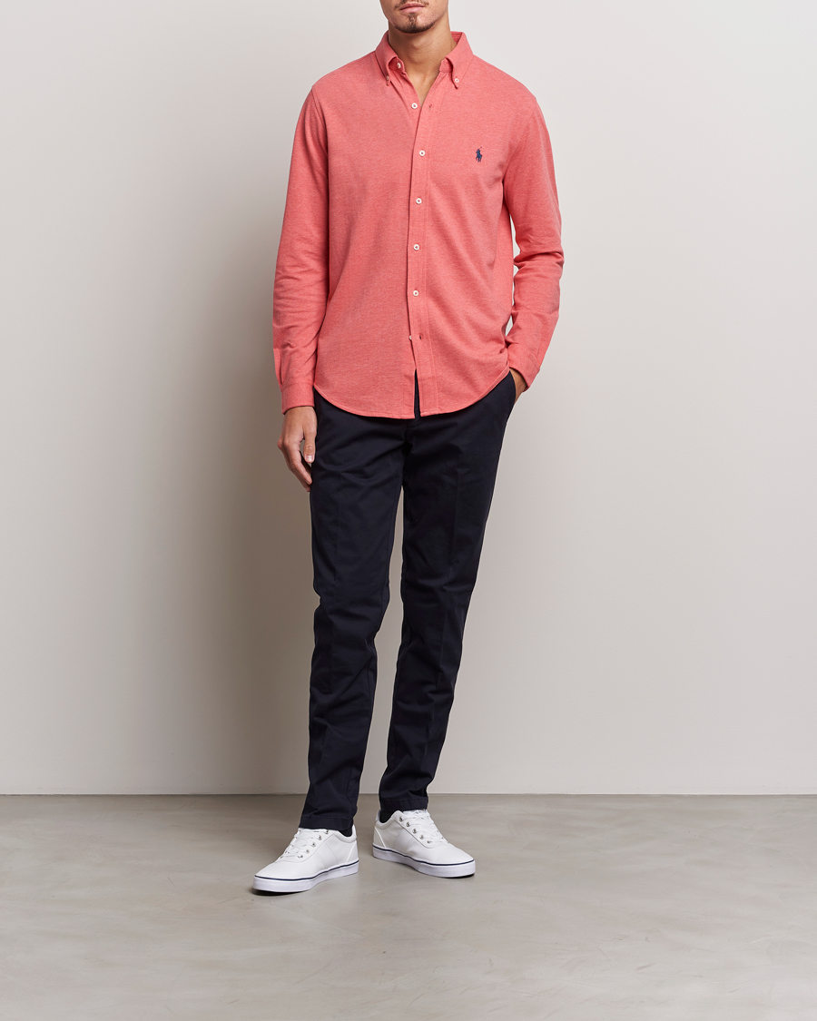 Herre | Skjorter | Polo Ralph Lauren | Slim Fit Featherweight Mesh Shirt Highland Rose Heather