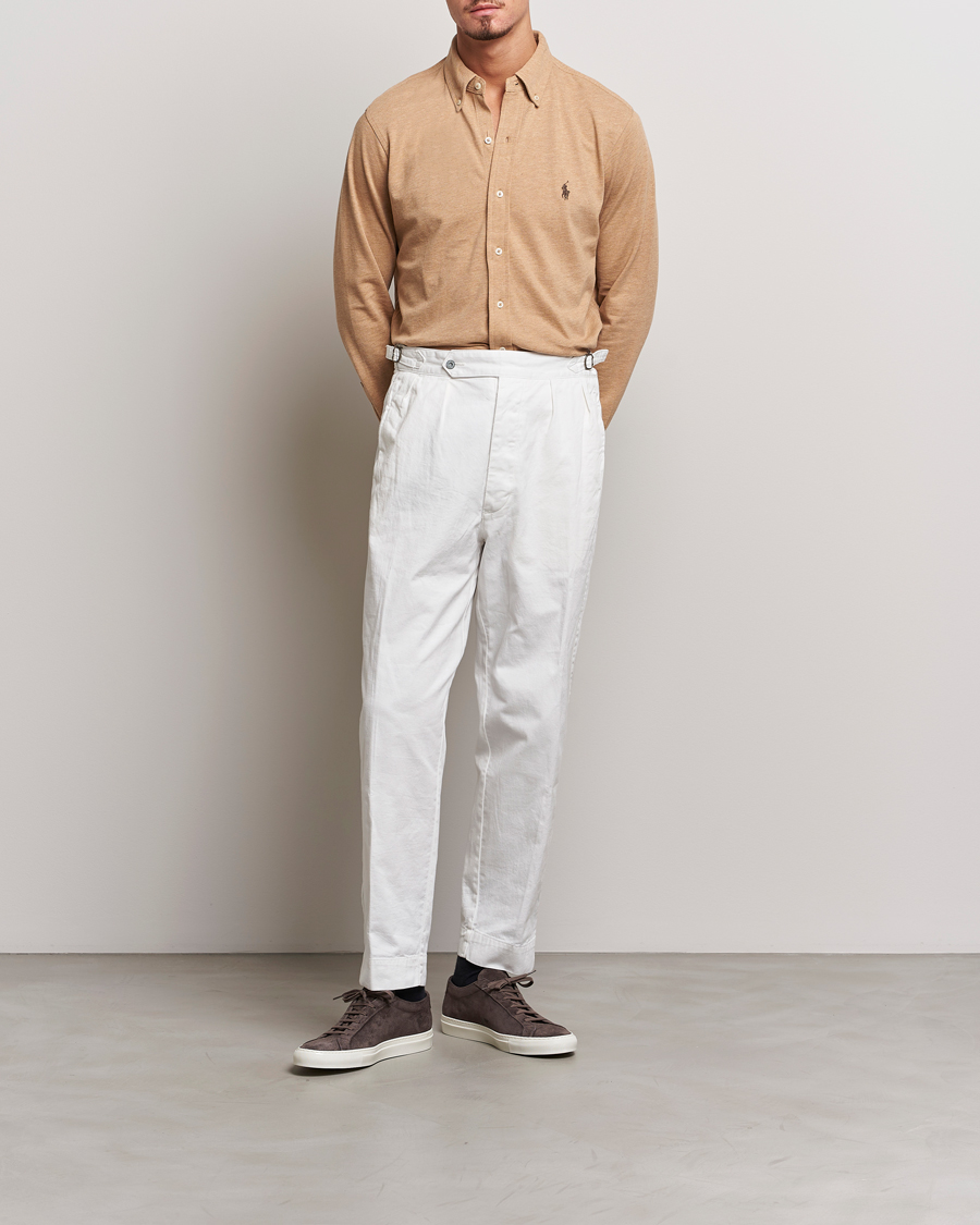 Herre | Skjorter | Polo Ralph Lauren | Slim Fit Featherweight Mesh Shirt Camel Heather