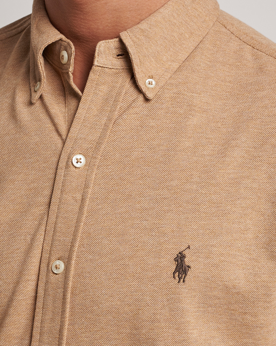 Herre | Skjorter | Polo Ralph Lauren | Slim Fit Featherweight Mesh Shirt Camel Heather