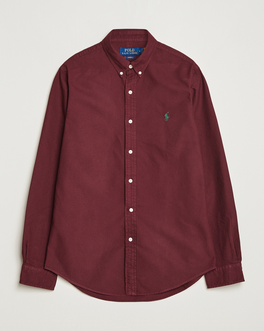 Herre | Skjorter | Polo Ralph Lauren | Slim Fit Garment Dyed Oxford Harvard Wine