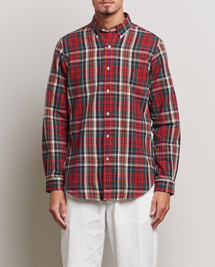 Herre | Oxfordskjorter | Polo Ralph Lauren | Custom Fit Checked Oxford Shirt Red/Green