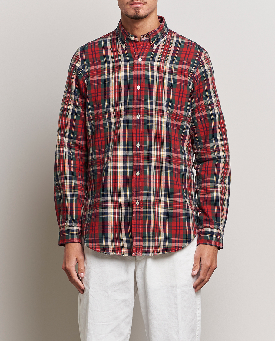 Herre | Skjorter | Polo Ralph Lauren | Custom Fit Checked Oxford Shirt Red/Green