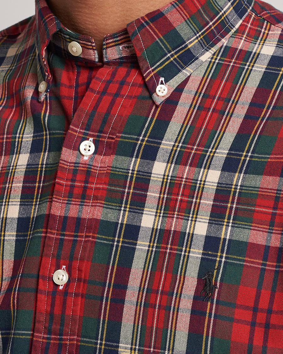 Herre | Skjorter | Polo Ralph Lauren | Custom Fit Checked Oxford Shirt Red/Green