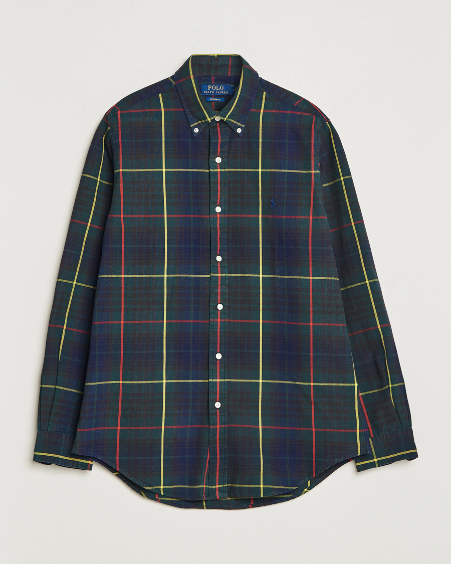 Herre | Skjorter | Polo Ralph Lauren | Custom Fit Checked Oxford Shirt Navy/Green