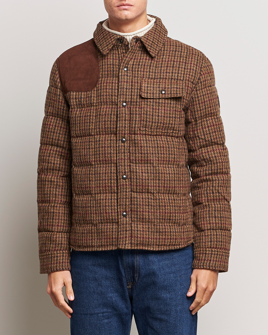 Herre | Jakker | Polo Ralph Lauren | Wool Checked Down Shirt Jacket Brown/Burgundy