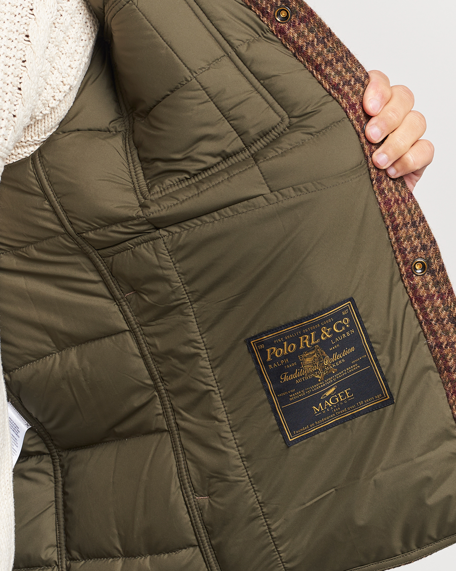 Herre | Jakker | Polo Ralph Lauren | Wool Checked Down Shirt Jacket Brown/Burgundy