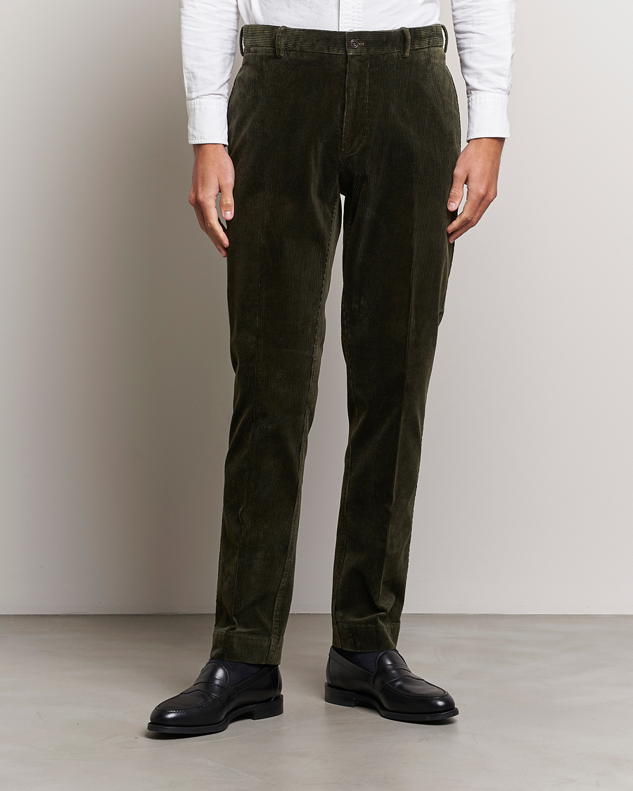 Herre | Bukser | Polo Ralph Lauren | Corduroy Pleated Trousers Oil Cloth Green