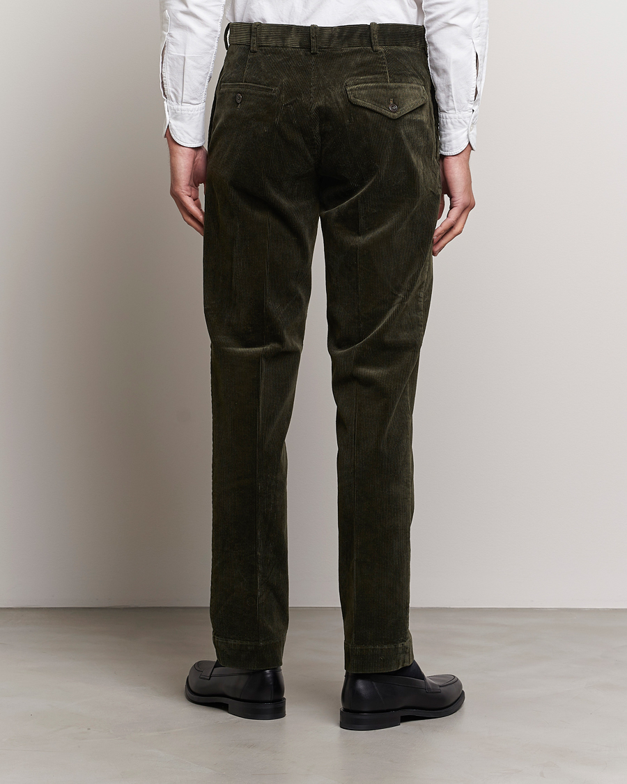 Herre | Bukser | Polo Ralph Lauren | Corduroy Pleated Trousers Oil Cloth Green
