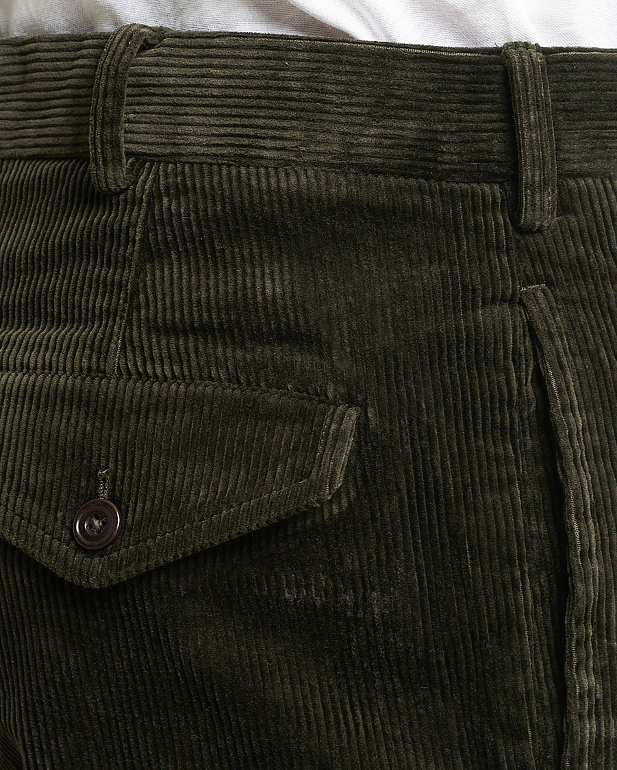 Herre | Bukser | Polo Ralph Lauren | Corduroy Pleated Trousers Oil Cloth Green