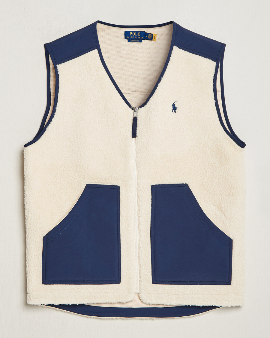 Herre |  | Polo Ralph Lauren | Gilet Pile Vest Winter Cream/Newport Navy