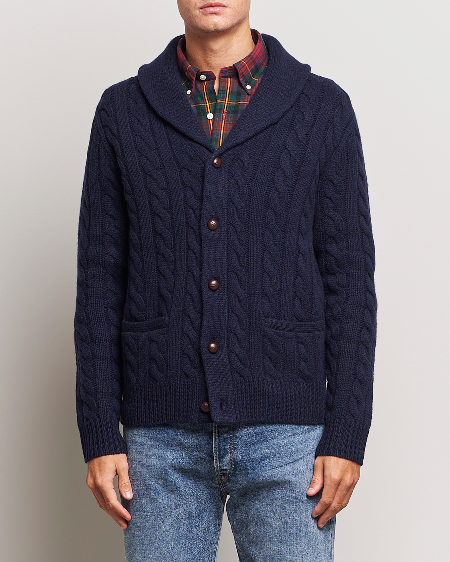 Herre | Cardigans | Polo Ralph Lauren | Wool Cable Cardigan Hunter Navy