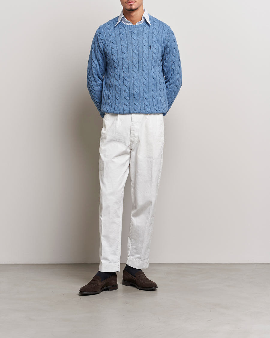 Herre | Gensere | Polo Ralph Lauren | Cotton Cable Pullover Sky Blue Heather
