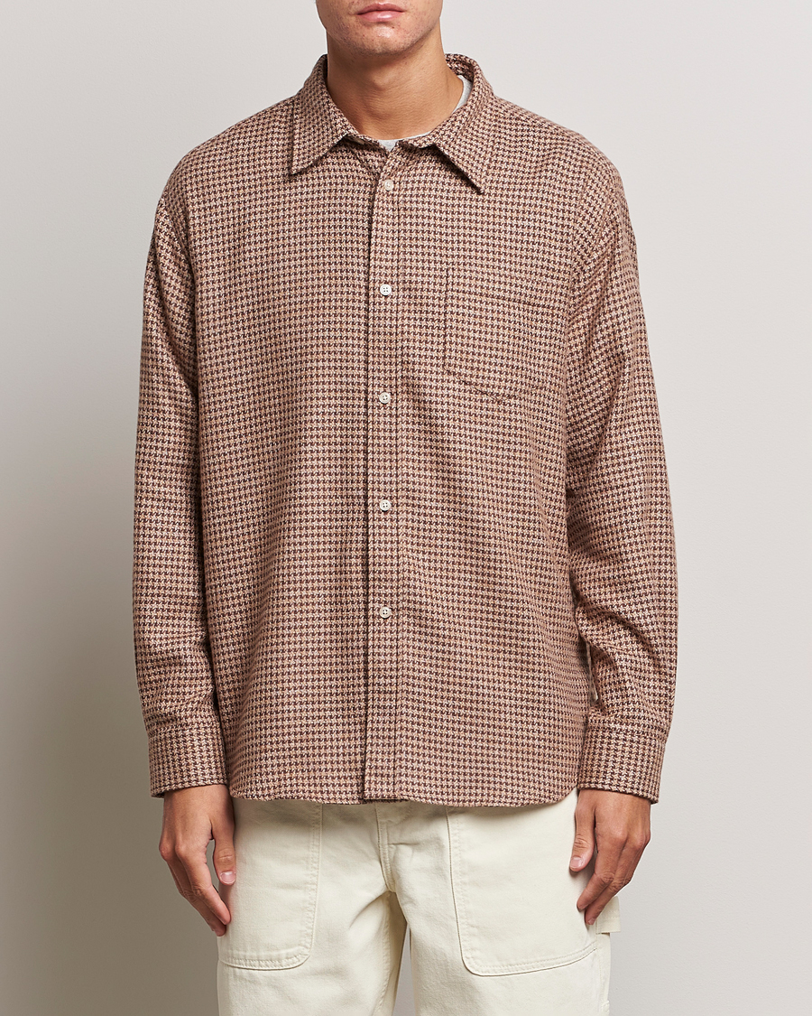 Herre | Skjorter | Palmes | Cyrus Houndstooth Cotton Shirt Brown