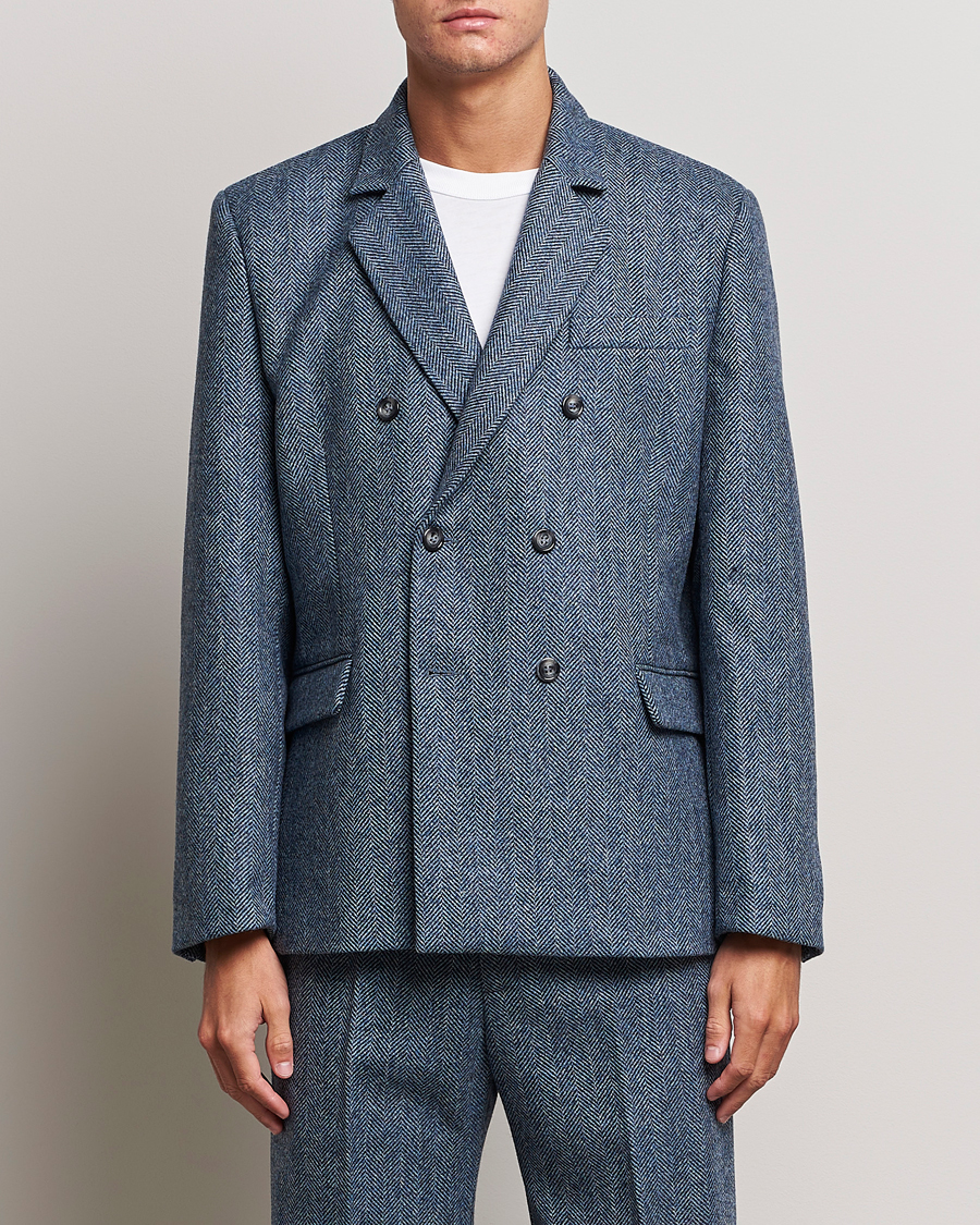 Herre |  | Palmes | Double Blaze Tweed Sport Coat Navy Herringbone