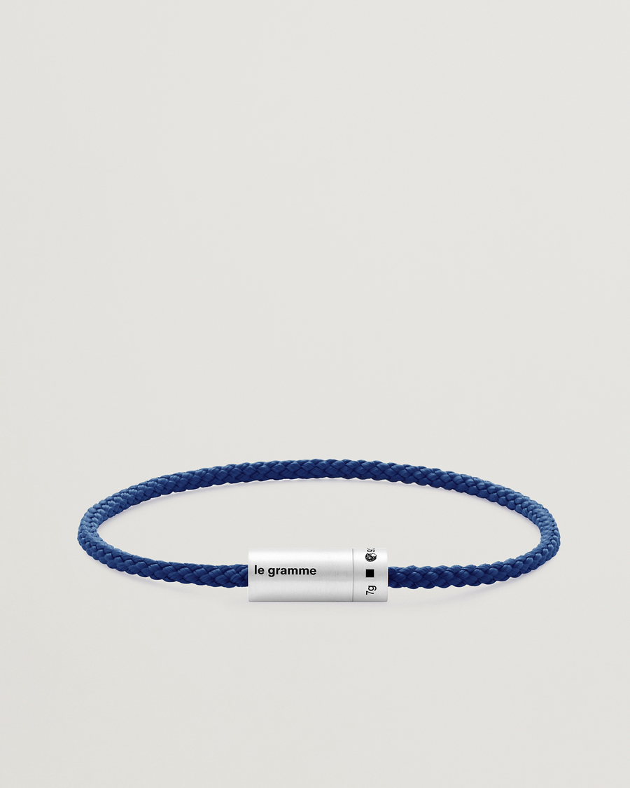Herre | Smykker | LE GRAMME | Nato Cable Bracelet Blue/Sterling Silver 7g