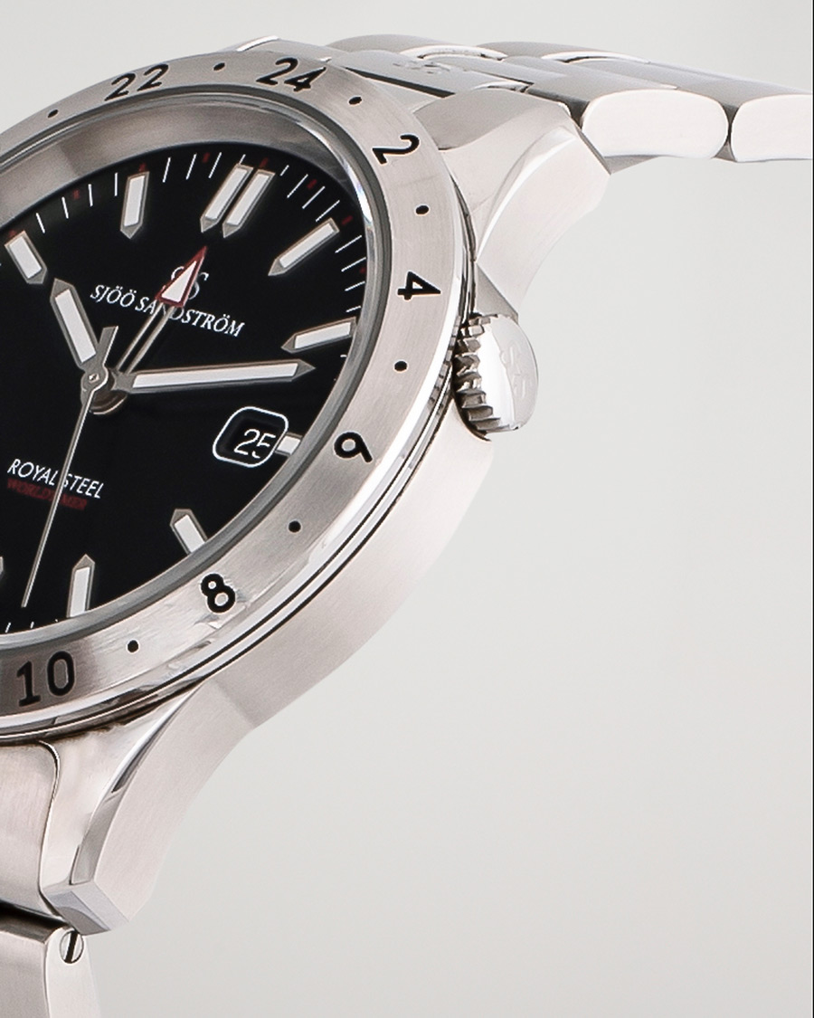 Herre | Sjöö Sandström Pre-Owned Royal Steel Worldstimer 41mm SS-1841-WT Steel Black | Sjöö Sandström Pre-Owned | Royal Steel Worldstimer 41mm SS-1841-WT Steel Black
