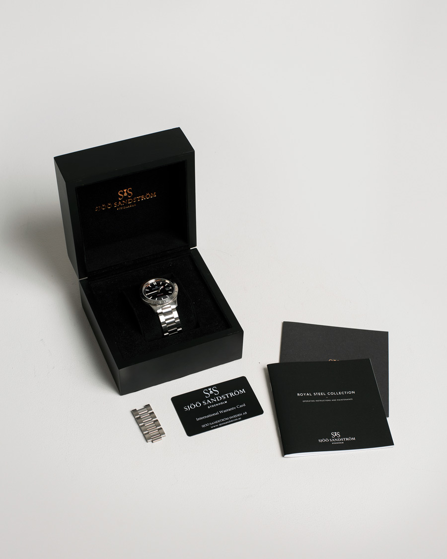 Herre | Sjöö Sandström Pre-Owned Royal Steel Worldstimer 41mm SS-1841-WT Steel Black | Sjöö Sandström Pre-Owned | Royal Steel Worldstimer 41mm SS-1841-WT Steel Black