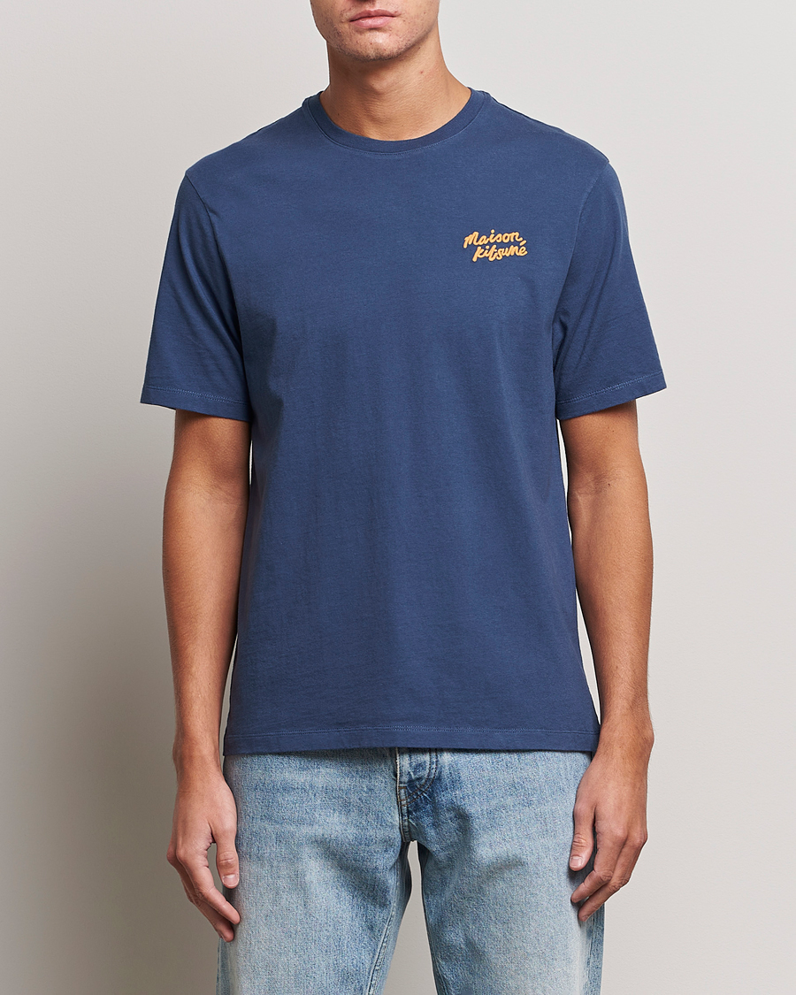 Herre | T-Shirts | Maison Kitsuné | Mini Handwriting T-shirt Blue Denim