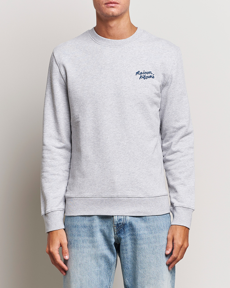 Herre | Gensere | Maison Kitsuné | Mini Handwriting Sweatshirt Light Grey Melange